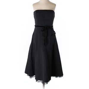 Express Cocktail Black Strapless Dress lace trim detail bottom tie wasit size 2